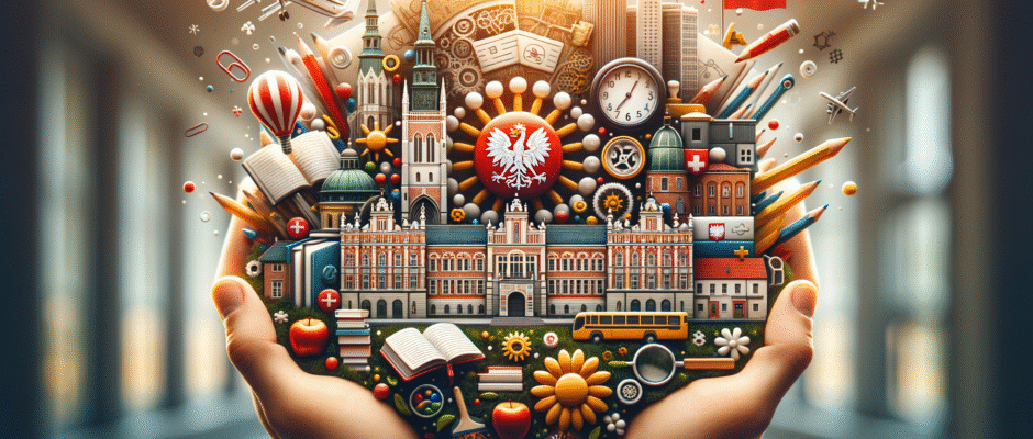 Wydarzenie kulturalne w Gdańsku, przedstawiające lokalnych artystów i uczniów z Pomorskiego, z naciskiem na edukację w regionie.